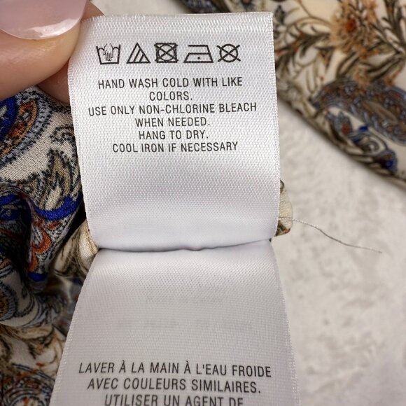 Meadow Rue Boho Blouse Cream Paisley Print Women's Medium Hippie Anthropologie‎ - Picture 8 of 8